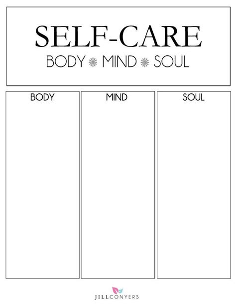 Self Care Worksheets For Students
