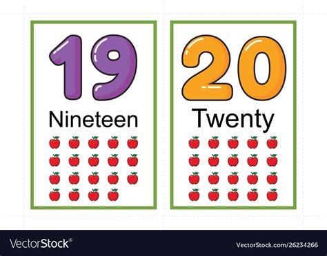 Printable Number Flashcards For Teaching Number Vector Image