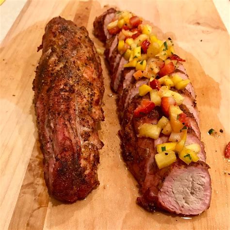 No measurement just eye ball and by taste. Roast Pork Loin with Mango Salsa. Recipe by @traegerrecipes #thisdadcooks #cookingwithslem # ...