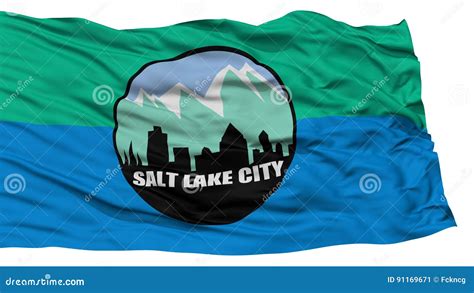 Isolated Salt Lake City Flag Waving On White Background Stock