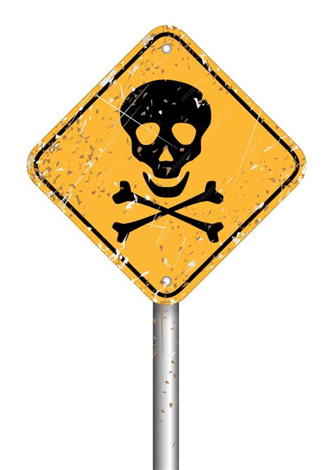 Premium Vector Danger Skull Pole Warning Sign Symbol Vector Grunge Style