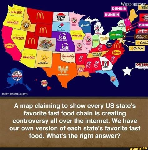 this map shows the most popular food in every state p