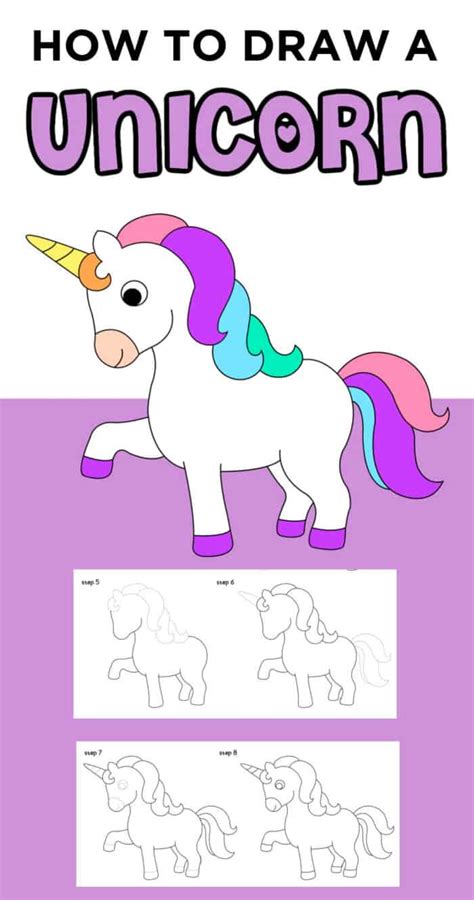 How To Draw A Unicorn Step By Step Tutorial Made With Happy