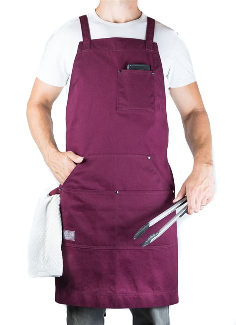 Professional Grade Bbq Apron For Kitchen Grill And Bbq Burgundy Hdg805r Hudson Durable Goods