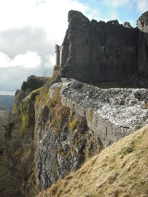 Carreg Cennen Castle Cliff On Which The Castle Is Perched Which Leads