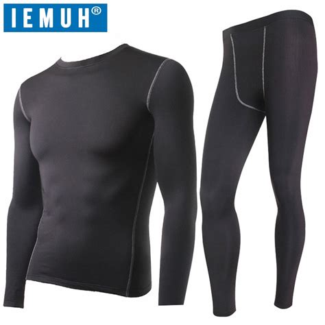 iemuh new winter thermal underwear sets men quick dry anti microbial stretch men s thermo