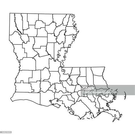 Louisiana State Map With Counties Vector Illustration Stock