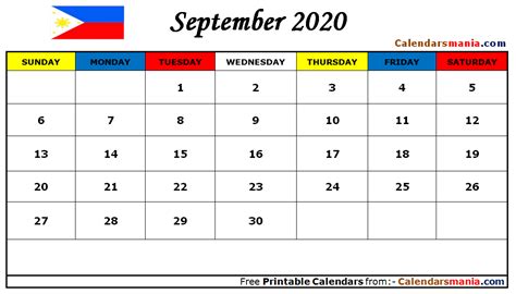 2020 Table Calendar Philippines With Holidays Printable Karen Macleod