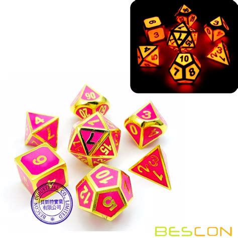 Bescon Super Glow In The Dark Metal Polyhedral Dic Grandado