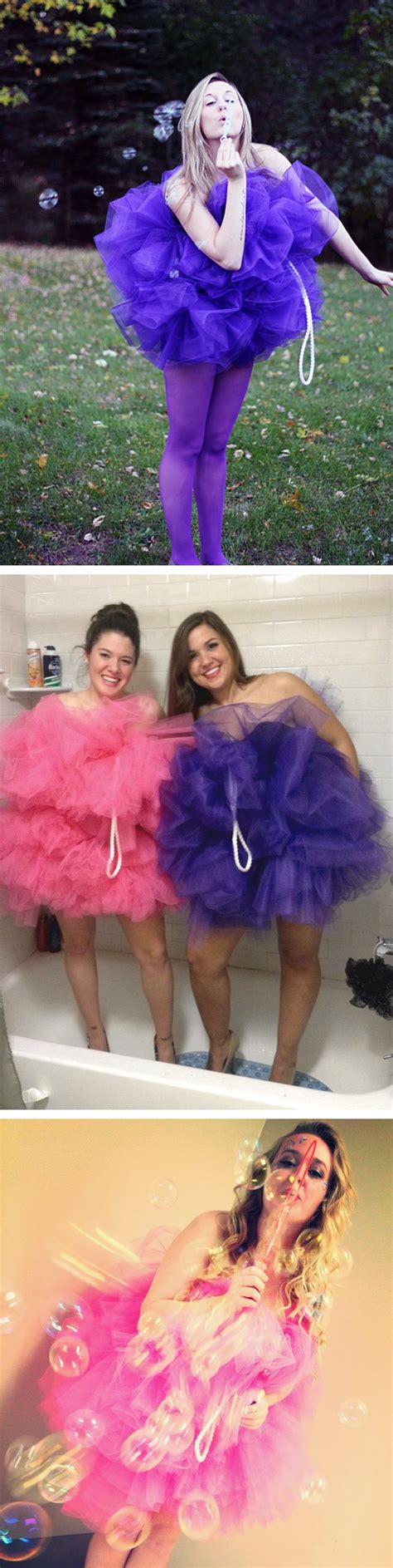 1 soap bar costume, 1 loofah costume, and 10 clear balloons both costumes are one size fits most DIY Shower Loofah / Pouf Costumes! Blow bubbles for the ...