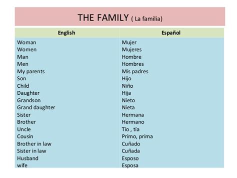Plurale Di Family In Inglese - Ingles 2