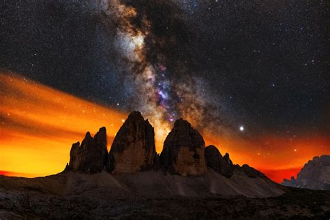 The Milky Setting Behind The Tre Cime Di Lavaredo This Ima Flickr