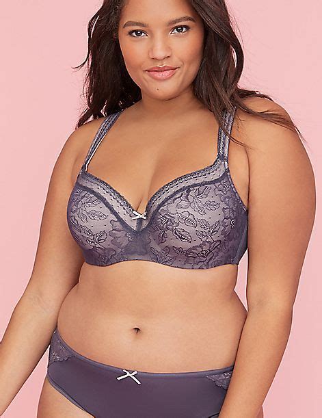 Modern Lace Lightly Lined Balconette Bra Womens Intimate Plus Size