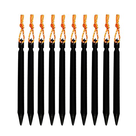 10pcs Aluminum Alloy Tent Stakes Pegs Mini Camping Hiking Trident Stake Tool Ebay