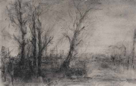 Landscapes In Black Chalk And Charcoal By Cecilie Nyman