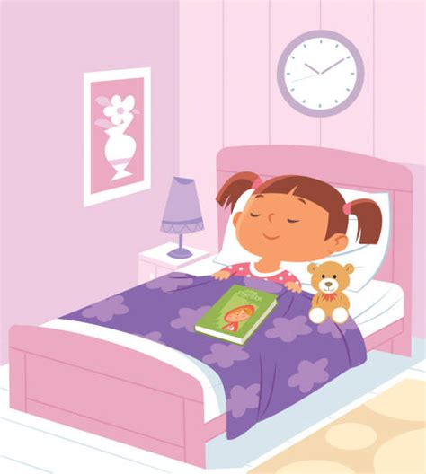 Clip Art Of A Girl Sleeping Teddy Bear Illustrations