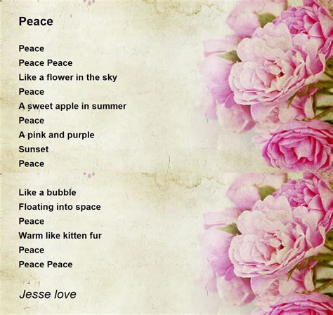 Peace Peace Poem By Jesse Love