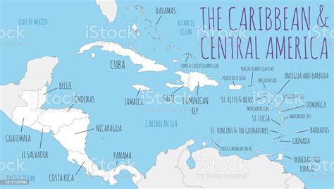 Political Caribbean And Central America Map Vector Illustration With