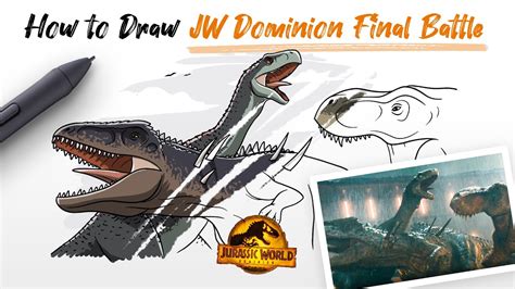 How To Draw Jurassic World Dominion Final Battle Tyrannosaurus Vs