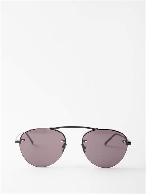 Black Aviator Metal Sunglasses Saint Laurent Matches Us
