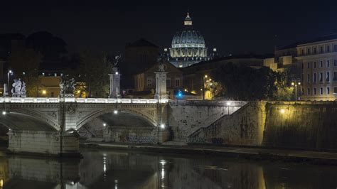 Images Rome Italy Bridge Rivers Night Time Cities Building 1920x1080