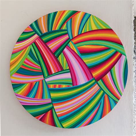 Abstract Painting On Round Canvas Br