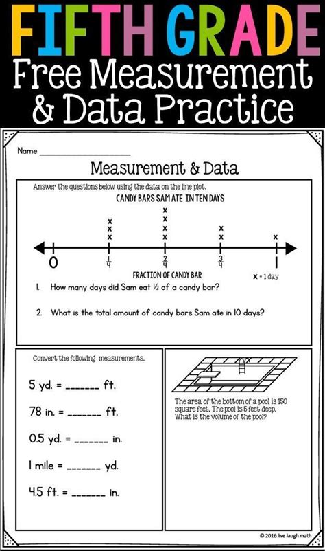 There are 2 counting pages, 2 addition, and 2 subtraction pages, 2 patterns. Free Fifth Grade Measurement & Data Printable- can be used ...