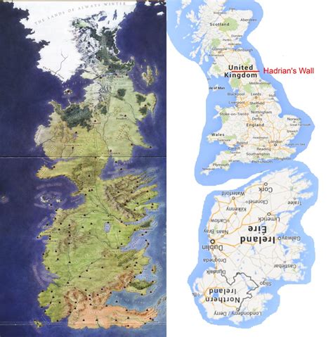 the world of game of thrones as ireland and britain [1205x1220] imgur