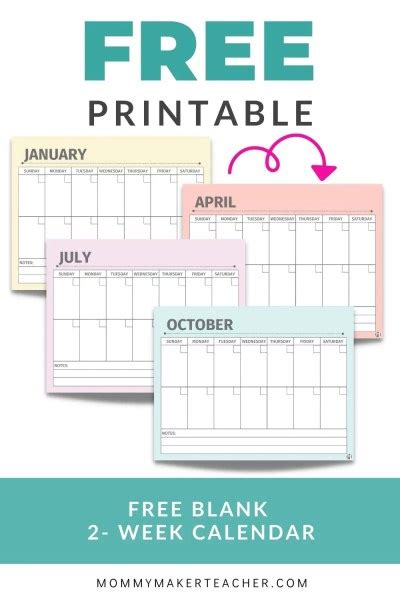 Free Printable 2 Week Calendar Template Pdf Download Mommymaker