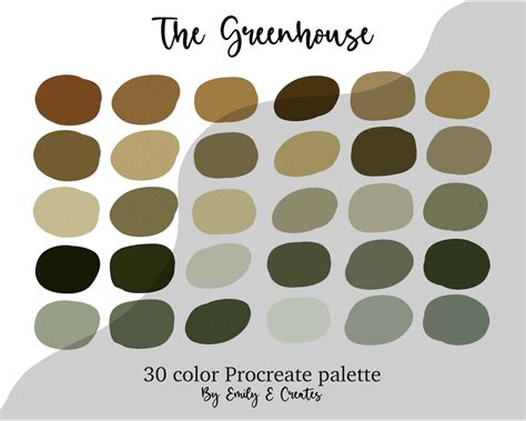 The Greenhouse Procreate Color Palette Procreate Tool Etsy Canada