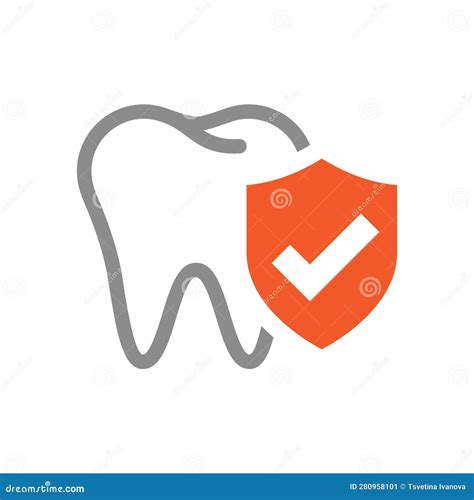 Tooth And Shield With Checkmark Vector Icon Stock Vector Illustration