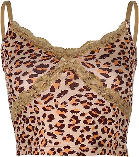 F Pump Patchwork Lace Edge Leopard Crop Top Women Sleeveless Sexy Party