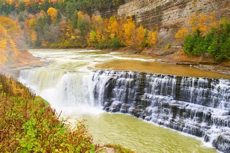 Autumn Scene Of Waterfalls And Gorge Stock Image Image