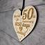 50th Wedding Anniversary Wood Heart Gift Gold Fifty Years For 