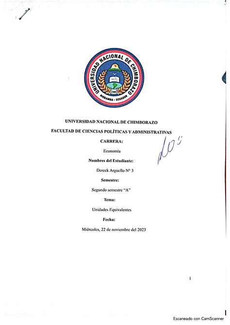 Unidades Equivalentes Universidad Nacional De Chimborazo Facultad De