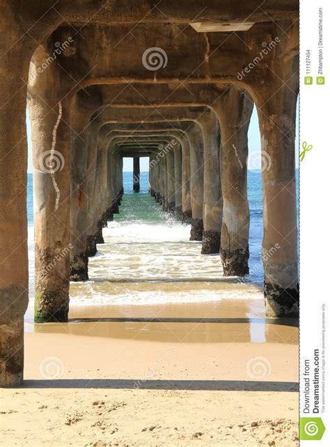 Under The Pier At Manhattan Beach Los Angeles Stock Photo Image Of