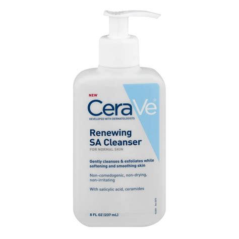 Cerave renewing sa skin care products provide gentle exfoliation and skin relief to dry skin, rough and bumpy skin, and all other skin types. CeraVe Renewing SA Cleanser For Normal Skin (8 fl oz ...