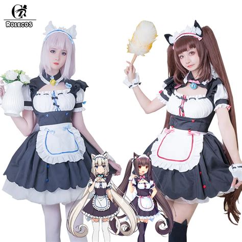 Anime Neko Atsume Maid Uniform Cosplay Costume Cute Cat Lolita Dress