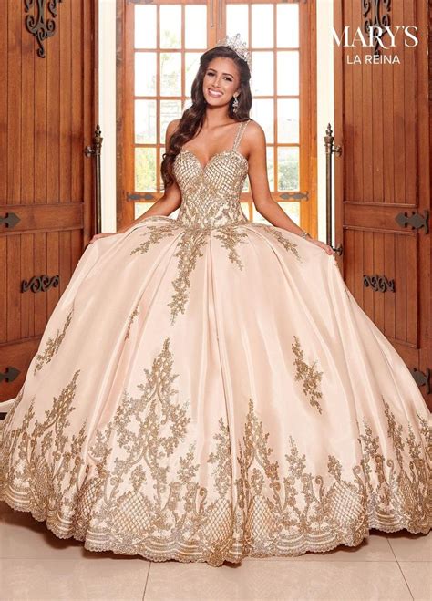 Embroidered Satin Quinceanera Dress By Marys Bridal Mq2105 In 2020