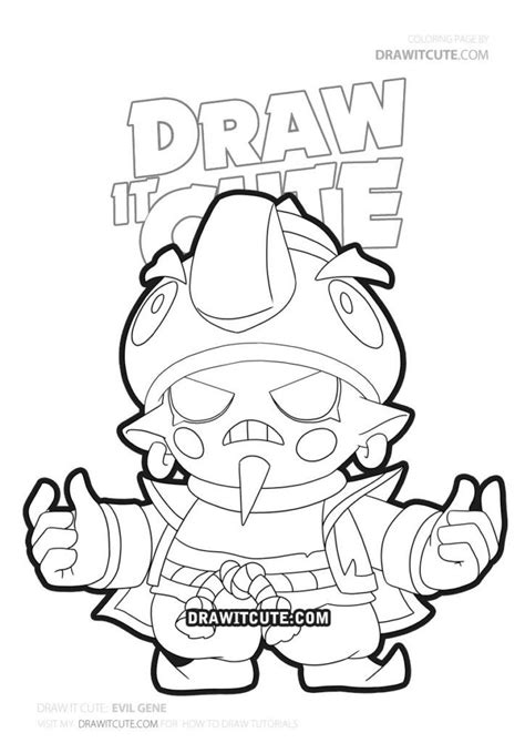 Brawl stars super easy drawing tutorial with a free coloring page by draw it cute. How to draw Evil Gene coloring page Draw it cute # ...
