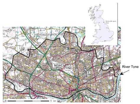 Map Of Newcastle Upon Tyne With The Pamper Study Area Boundaries Black