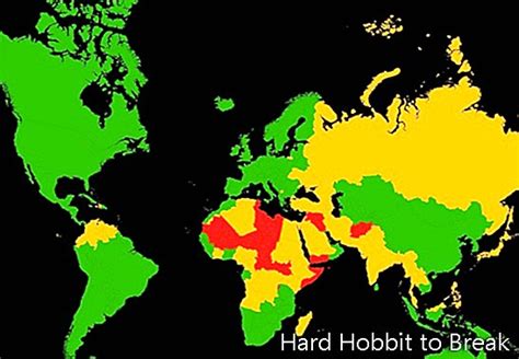 A Map Showing The Most Dangerous Countries In The World For Tourists