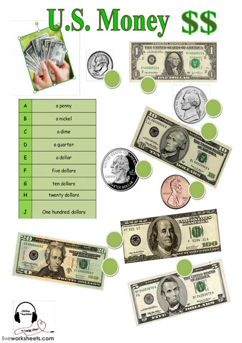 American Currency Interactive Worksheet Worksheets Online Teaching