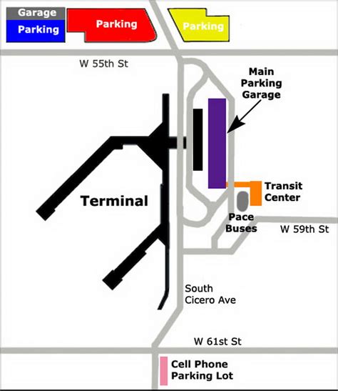 Airport Parking Map Midway Airport Parking Map