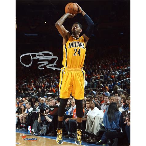 Paul George Indiana Pacers Autographed 8 X 10 Yellow Shooting