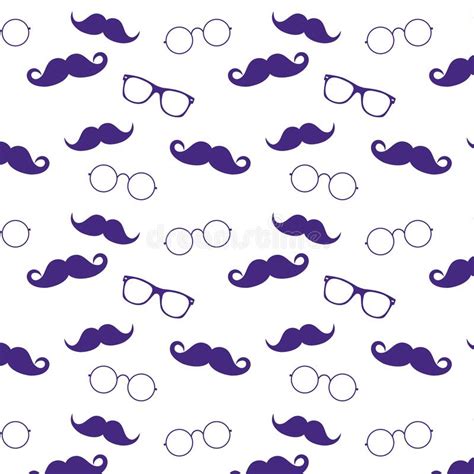 Hipster Style Pattern Glasses And Mustaches Vect Stock Vector Illustration Of Retro Barber