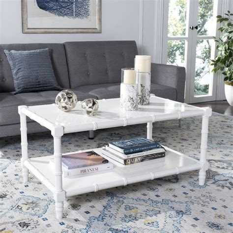 Nautical, coastal and beach : Noam Modern Coastal Bamboo Coffee Table in White ...