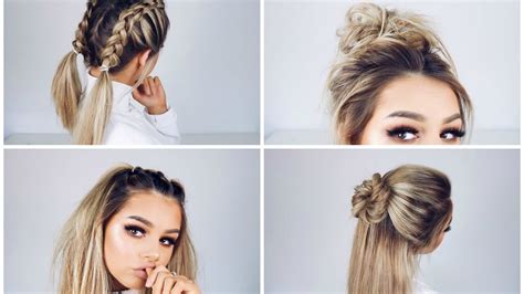 It's time to hit the gym in style. QUICK AND EASY HAIRSTYLES - YouTube