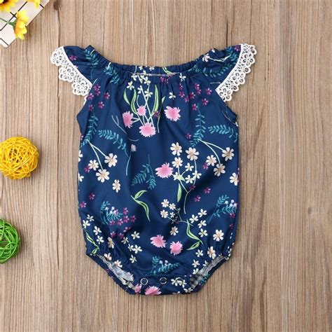 0 18m Newborn Baby Girl Clothing Floral Bodysuit Sunsuit Summer Clothes