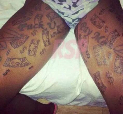 Fuck You Pay Me! Thighs. Trashy Cash Money Tattoos. Gross! - Funny - Faxo